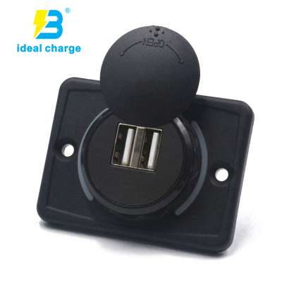 Panel Mount USB Bus USB Cargador 12 v 24 v Light Up Dual 2 x USB Charging Port 4.8A